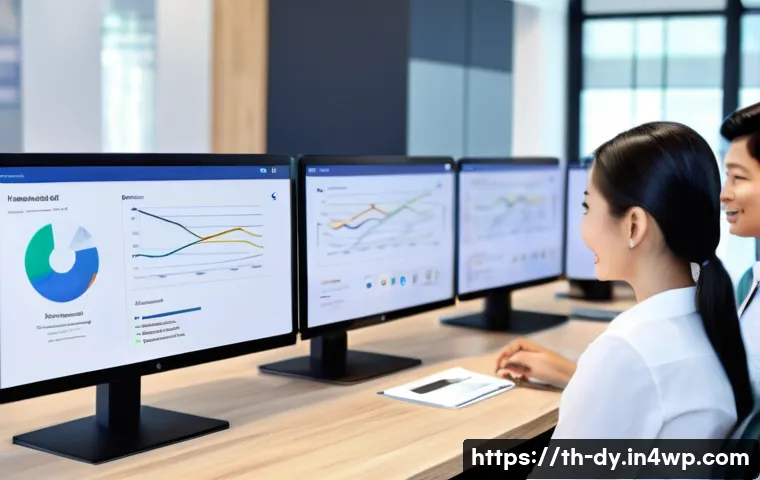 고객 이탈 방지를 위한 비즈니스 인사이트 - A modern Thai customer service center scene showing diverse Thai customers engaging with digital dev...