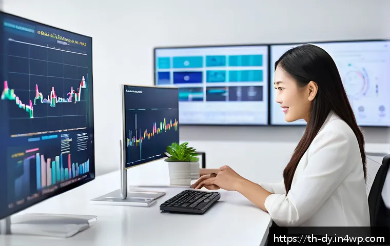 고객 예측 모델링을 통한 이탈 방지 전략 - A modern Thai business office environment with diverse professionals analyzing customer behavior dat...