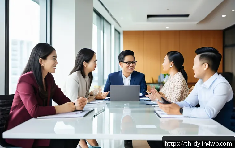 고객 이탈 방지를 위한 팀워크 강화 전략 - A diverse professional team in a modern Thai office setting, engaged in an open and transparent comm...